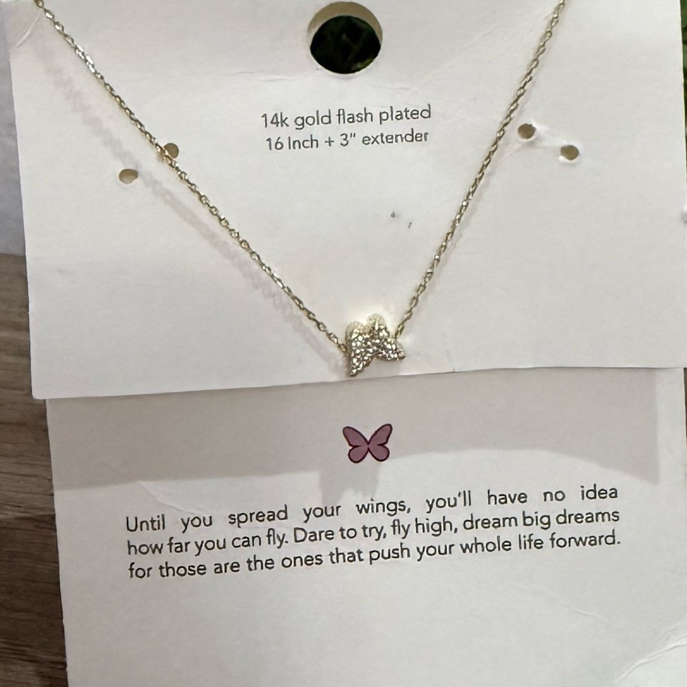 Elegant 14k gold plated butterfly necklace